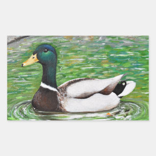 Dhr. Mallard Duck schilderij Rechthoekige Sticker