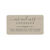 Dhr. Mevr. Script Gray Huwelijksretouradres Etiket (Voorkant)