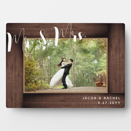 Dhr. & Mevr. Script Landelijke Trouwfoto Frame Fotoplaat (voorkant)