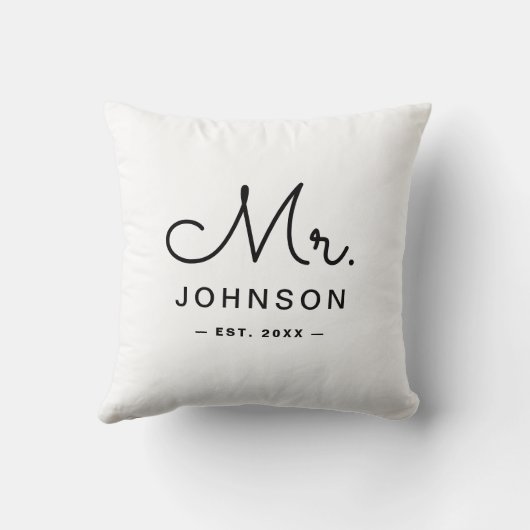 Dhr. & Mevrouw Aangepaste Achternaam Kussen (Achterkant)