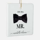 Dhr. & Mevrouw Bruiloft Zwart & Wit Keramisch Ornament (Rechts)