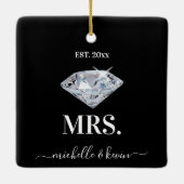 Dhr. & Mevrouw Bruiloft Zwart & Wit Keramisch Ornament (Achterkant)