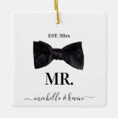 Dhr. & Mevrouw Bruiloft Zwart & Wit Keramisch Ornament (Voorkant)