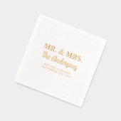 Dhr & Mevrouw Custom Foto Moderne Gouden Elegante  Folie Servetten (Links)