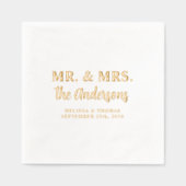 Dhr & Mevrouw Custom Foto Moderne Gouden Elegante  Folie Servetten (Voorkant)
