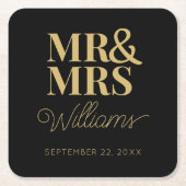 Dhr Mevrouw Elegant Oefenbruiloft Feest Klassiek  Kartonnen Onderzetters (Voorkant)