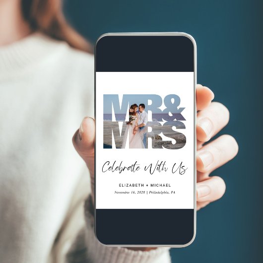 Dhr. Mevrouw Foto Uitnodiging Bruiloftsreceptie