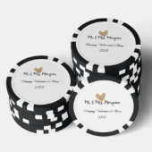Dhr & Mevrouw naam gelukkige Valentijnsdag gouden Poker Chips (Opstapeling)