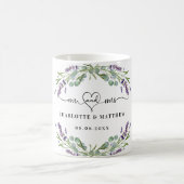 Dhr mevrouw pasgetrouwden lavendel bruiloft koffiemok (Center)