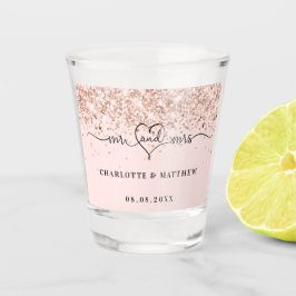 Dhr mevrouw pasgetrouwden roze goud trouwen shot glas