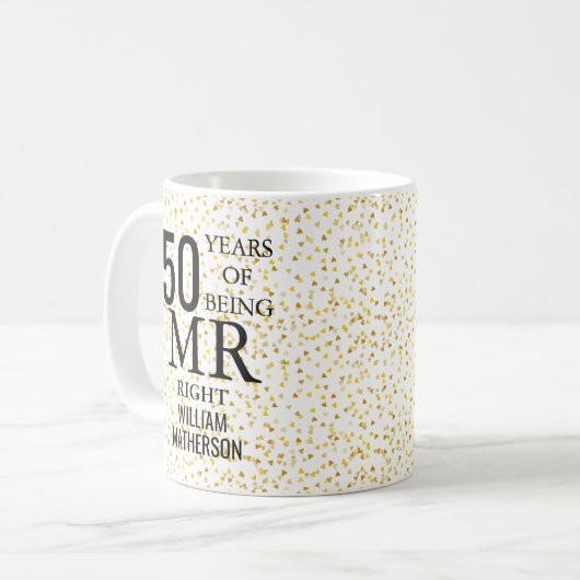Dhr Mevrouw Rechts Plezier Gouden 50ste Huwelijksv Koffiemok (Voorkant links)