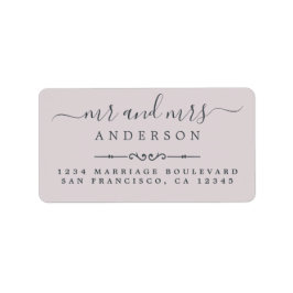 Dhr. Mevrouw Script Pastel Paars Huwelijk Retourad Etiket
