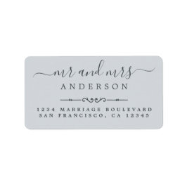 Dhr. Mevrouw Script Pastelblauw Trouw Retouradres Etiket