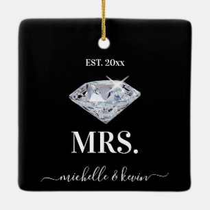 Dhr. & Mevrouw Trouwen Zwart & Wit Keramisch Ornament