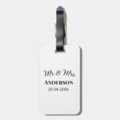 Dhr & Mevrouw voeg familienaam datum jaar huwelijk Bagagelabel (Achterkant verticaal)