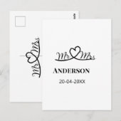 Dhr & Mevrouw voeg familienaam datum jaar huwelijk Briefkaart (Voorkant / Achterkant)