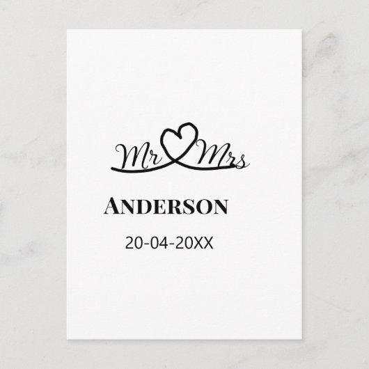 Dhr & Mevrouw voeg familienaam datum jaar huwelijk Briefkaart (Voorkant)