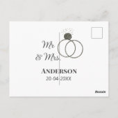 Dhr & Mevrouw voeg familienaam datum jaar huwelijk Briefkaart (Achterkant)