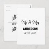 Dhr & Mevrouw voeg familienaam datum jaar huwelijk Briefkaart (Voorkant / Achterkant)