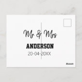 Dhr & Mevrouw voeg familienaam datum jaar huwelijk Briefkaart (Achterkant)