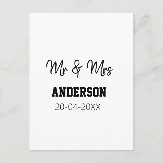 Dhr & Mevrouw voeg familienaam datum jaar huwelijk Briefkaart (Voorkant)