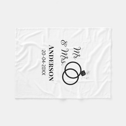 Dhr & Mevrouw voeg familienaam datum jaar huwelijk Fleece Deken (Voorkant (Horizontaal))