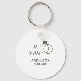 Dhr & Mevrouw voeg familienaam datum jaar huwelijk Sleutelhanger
