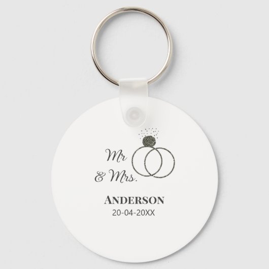 Dhr & Mevrouw voeg familienaam datum jaar huwelijk Sleutelhanger (Voorkant)