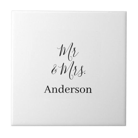 Dhr & Mevrouw voeg familienaam datum jaar huwelijk Tegeltje (Voorkant)