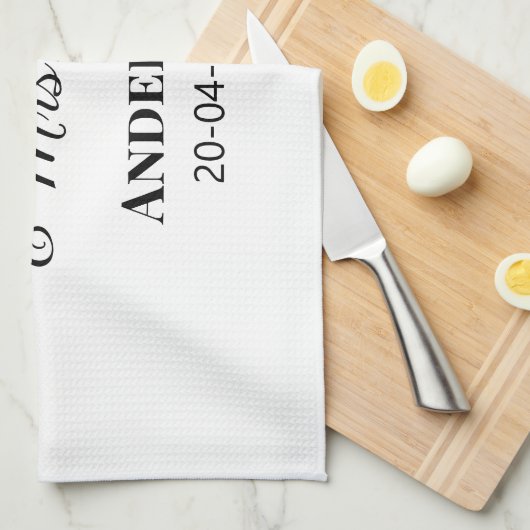 Dhr & Mevrouw voeg familienaam datum jaar huwelijk Theedoek (Quarter Fold)