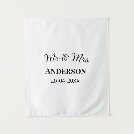Dhr & Mevrouw voeg familienaam datum jaar huwelijk Wandkleed (Voorkant)