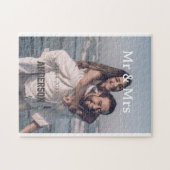 Dhr & Mevrouw voeg familienaam foto datum bruiloft Legpuzzel (Horizontaal)