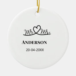 Dhr & Mevrouw voeg familienaam toe datum jaar huwe Keramisch Ornament