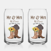 Dhr. mevrouw Western bruiloft Jubileum familienaam Blikvorm Glas (Voorkant)