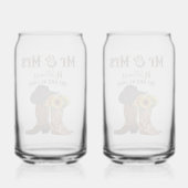 Dhr. mevrouw Western bruiloft Jubileum familienaam Blikvorm Glas (Achterkant)