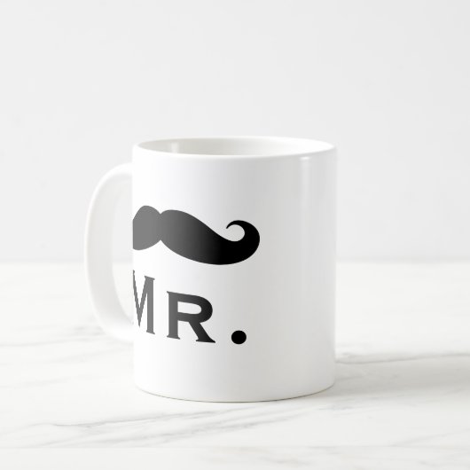 Dhr. mok met zwarte handbar snor (Voorkant links)