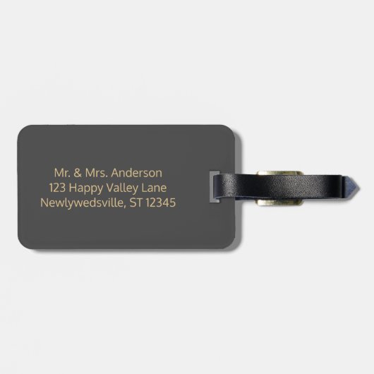 Dhr. & Mrs Agate Monogram Wedding Foto Naam Datum Bagagelabel (Achterkant horizontaal)