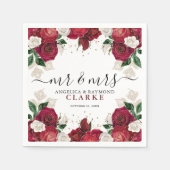 Dhr. & Mrs. Bourgondië & Witte Bloemen Elegante br Servet (Voorkant)