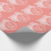 Dhr. & Mrs.  Coral Wedding Wrapping Paper Cadeaupapier (Hoek)