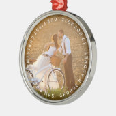 Dhr. & Mrs. First Kerstmis Text Wedding Foto Metalen Ornament (Links)
