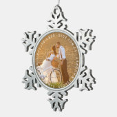 Dhr. & Mrs. First Kerstmis Text Wedding Foto Tin Sneeuwvlok Ornament (Rechts)