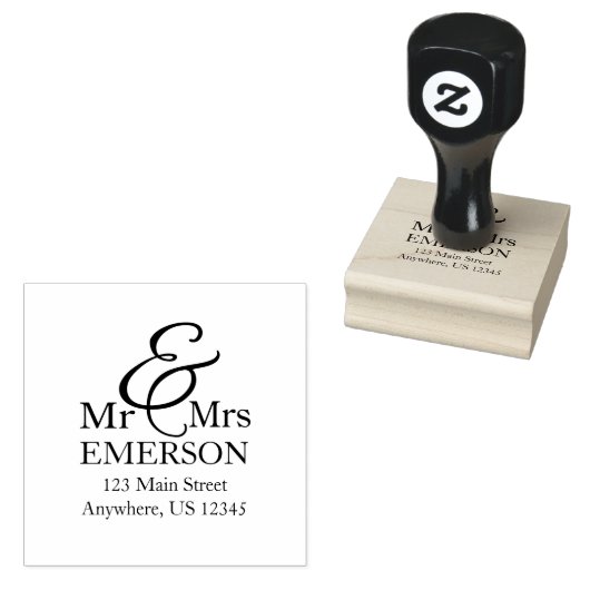 Dhr. & Mrs gepersonaliseerde adres Rubberstempel (Gestempeld)