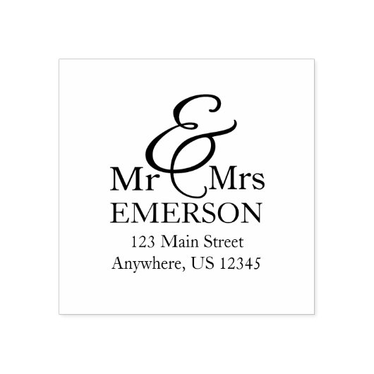 Dhr. & Mrs gepersonaliseerde adres Rubberstempel (Afrduk)