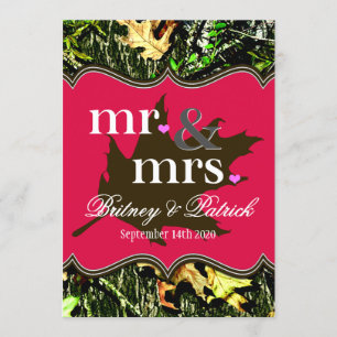 Dhr. & Mrs. Hunting Camo Hot Pink Wedding Invitati Kaart