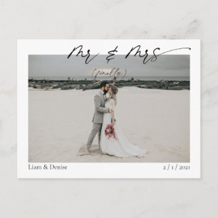 Dhr. & Mrs. (tot slot) Fun Script Wedding Announce Briefkaart