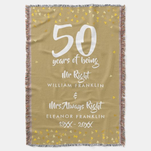 Dhr Mw Goed Plezier Gouden 50e Trouwdag Deken (Voorkant Verticaal)