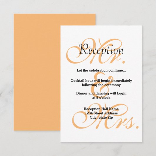 Dhr. & Mw. Peach - Uitnodiging receptie (Voorkant / Achterkant)