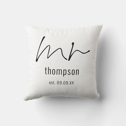 Dhr. Script Bruidegom Wordt Naam Aandenken Kussen (Achterkant)