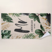 Dhr. tropical leaf & typography strand towel strandlaken (Voorkant)