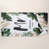 Dhr. tropical leaf & typography strand towel strandlaken (Voorkant)
